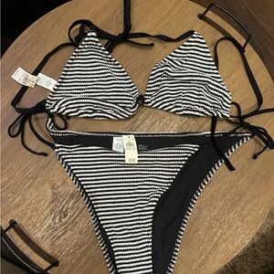 XXL aerie Black & White Striped Triangle Bikini - discontinued